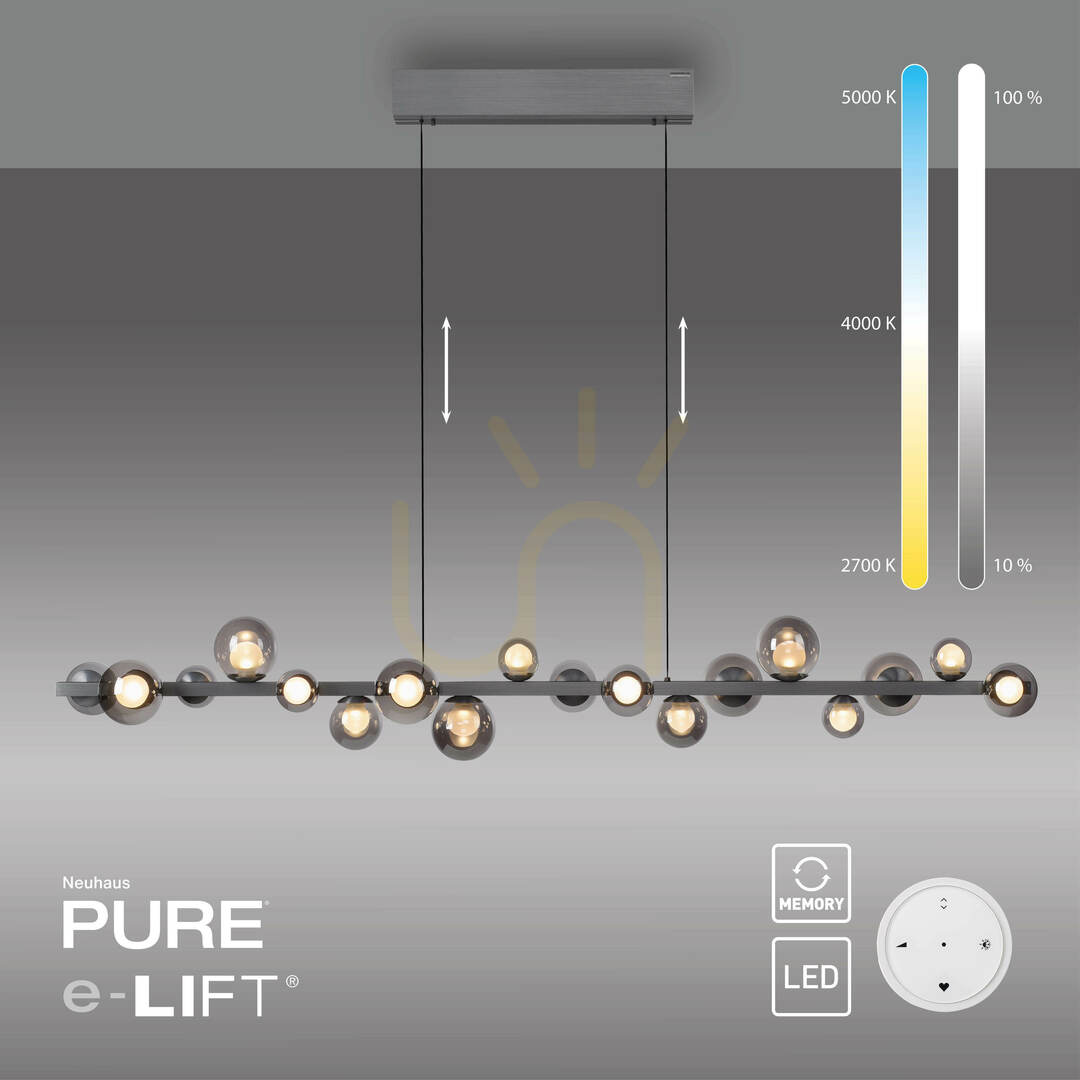 Kilátás PURE E-POPUP 2558-15 szürke, 18 LED-es függesztett lámpa PURE E-POPUP 2558-15 szürke, 18 LED-es függesztett lámpa