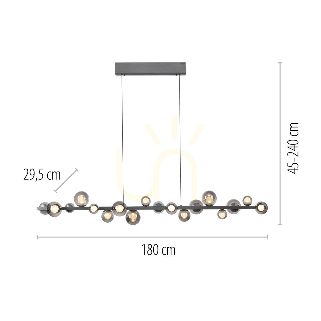 Kijelző PURE E-POPUP 2558-15 szürke, 18 LED-es függesztett lámpa PURE E-POPUP 2558-15 szürke, 18 LED-es függesztett lámpa