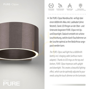 PURE CLIPSE 8561-34 barna, 2xLED-es fali lámpa small 8