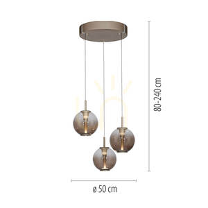 PURE E-Infinity 2222-97 barna, 3 LED-es függesztett lámpa small 8