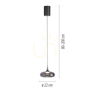 POSH 15692-15 szürke, 1xLED-es függesztett lámpa small 7