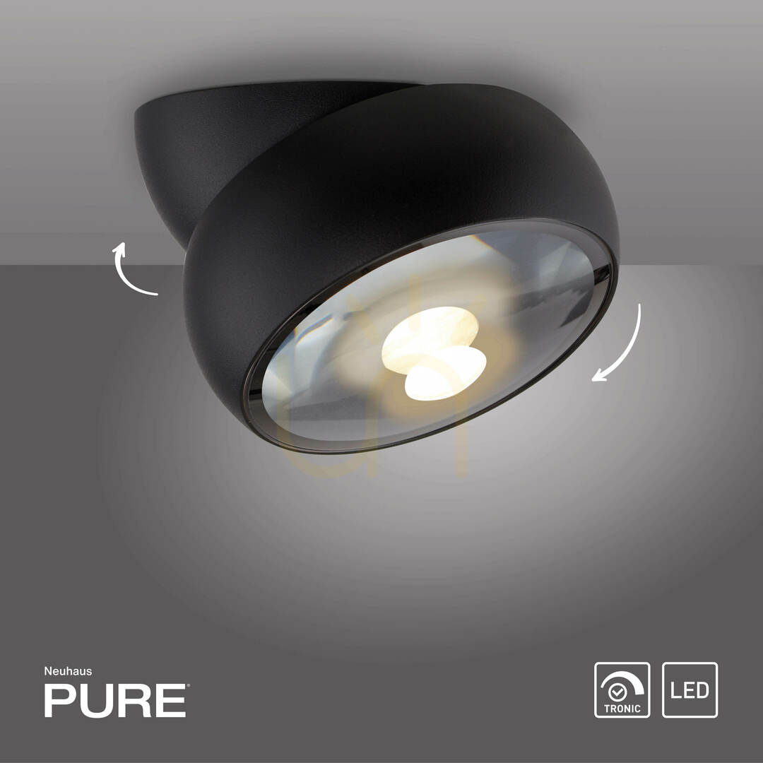 Kilátás PURE MOVE 6235-18 fekete mennyezeti lámpa, 1xLED PURE MOVE 6235-18 fekete mennyezeti lámpa, 1xLED
