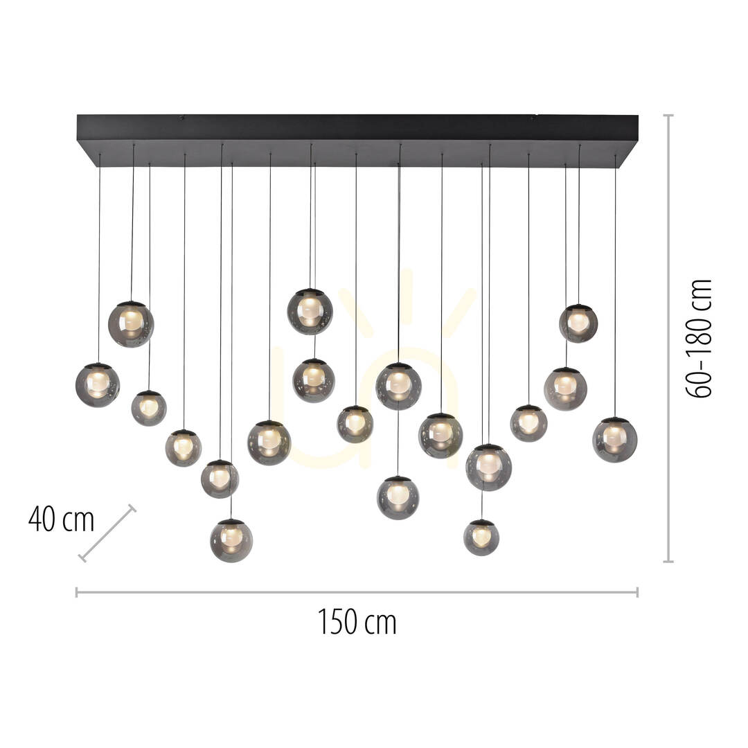 Kijelző PURE POPUP 2589-15 szürke, 19 LED-es függesztett lámpa PURE POPUP 2589-15 szürke, 19 LED-es függesztett lámpa