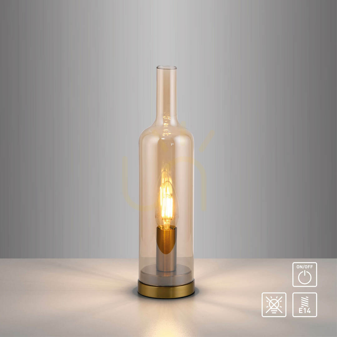 Kilátás BOTTLE14006-27 asztali lámpa, borostyánszínű, 1xE14 BOTTLE14006-27 asztali lámpa, borostyánszínű, 1xE14