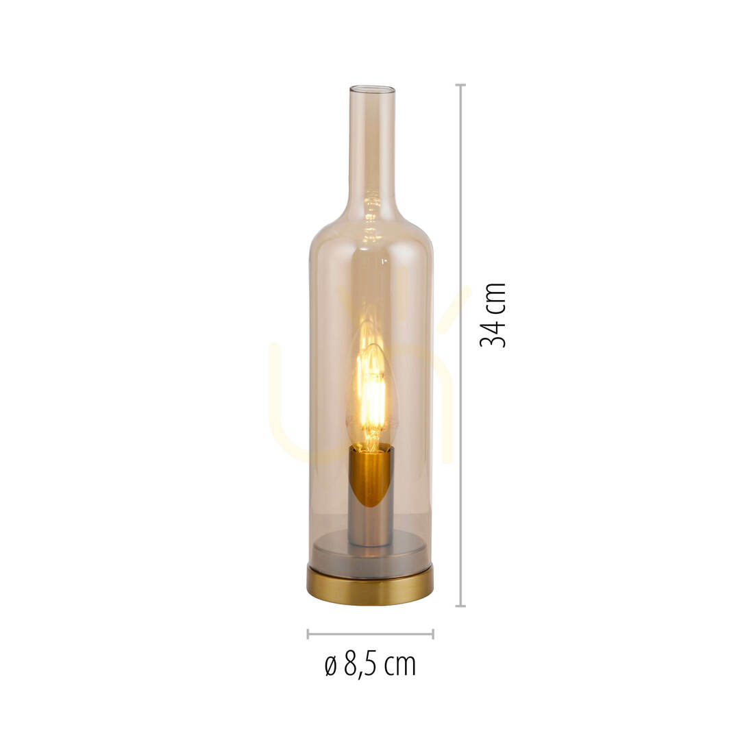 Előadás BOTTLE14006-27 asztali lámpa, borostyánszínű, 1xE14 BOTTLE14006-27 asztali lámpa, borostyánszínű, 1xE14