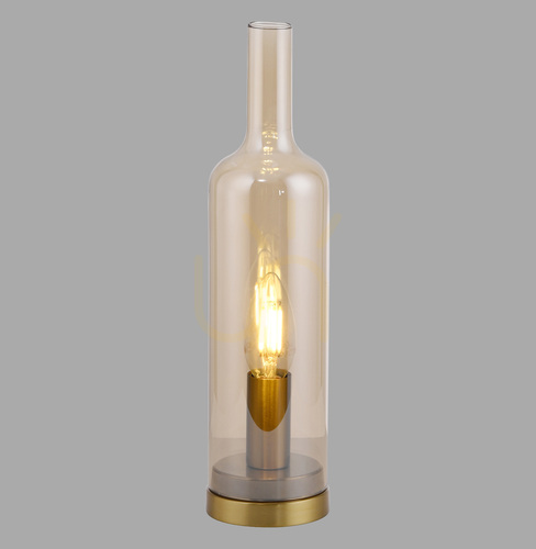 Jelölje be BOTTLE14006-27 asztali lámpa, borostyánszínű, 1xE14