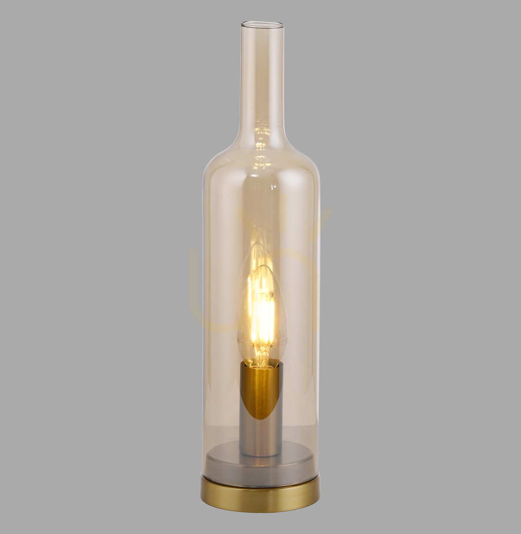 BOTTLE14006-27 asztali lámpa, borostyánszínű, 1xE14