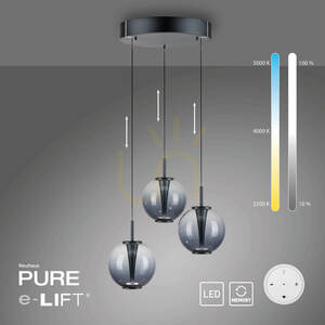 PURE E-Infinity 2222-15 szürke, 3 LED-es függesztett lámpa small 1