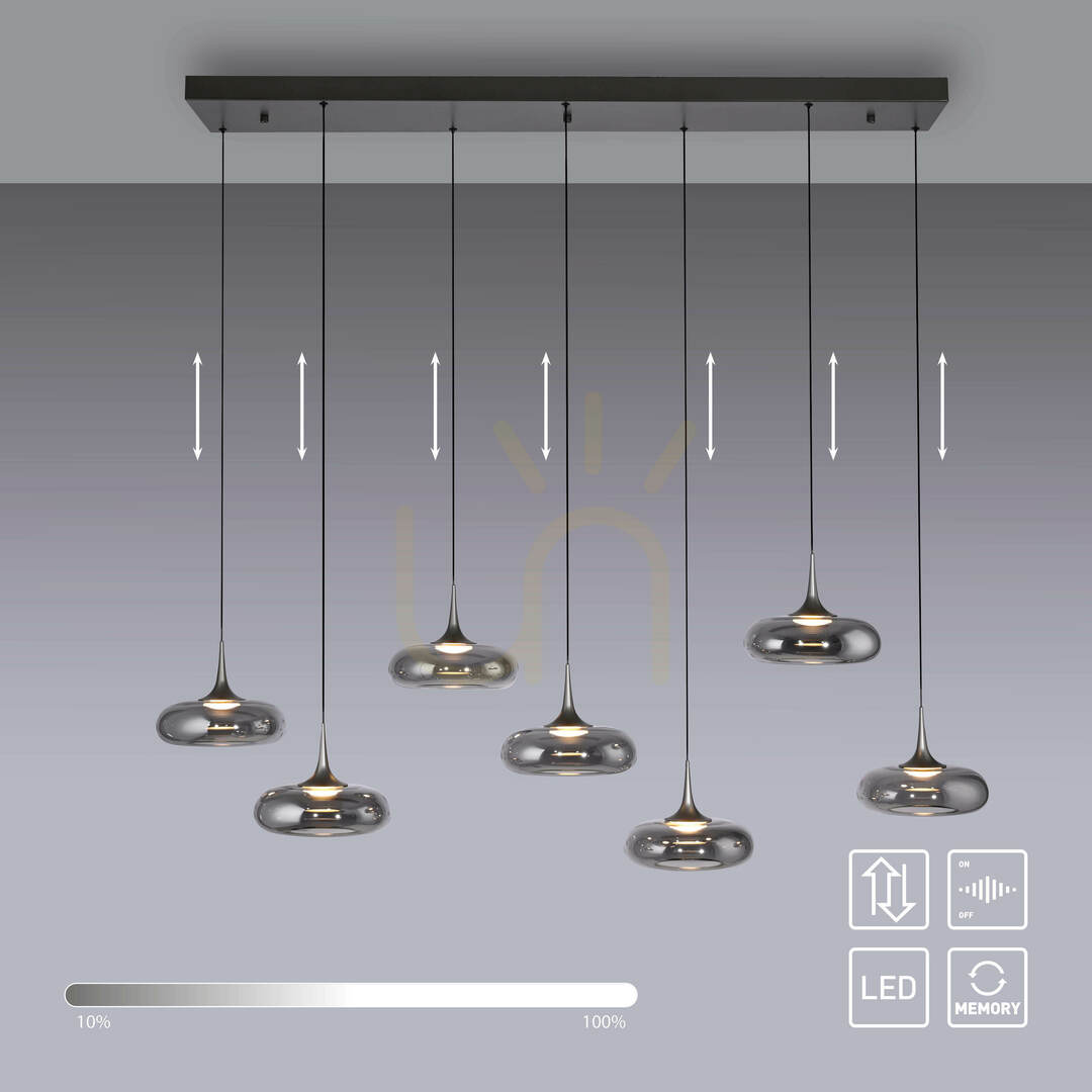 Kilátás POSH 15695-15 szürke, 7 LED-es függesztett lámpa POSH 15695-15 szürke, 7 LED-es függesztett lámpa