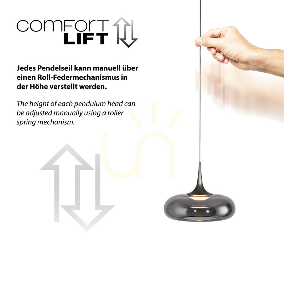 Kijelző POSH 15695-15 szürke, 7 LED-es függesztett lámpa POSH 15695-15 szürke, 7 LED-es függesztett lámpa