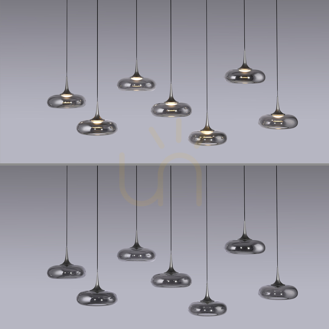 Jelölje be POSH 15695-15 szürke, 7 LED-es függesztett lámpa POSH 15695-15 szürke, 7 LED-es függesztett lámpa