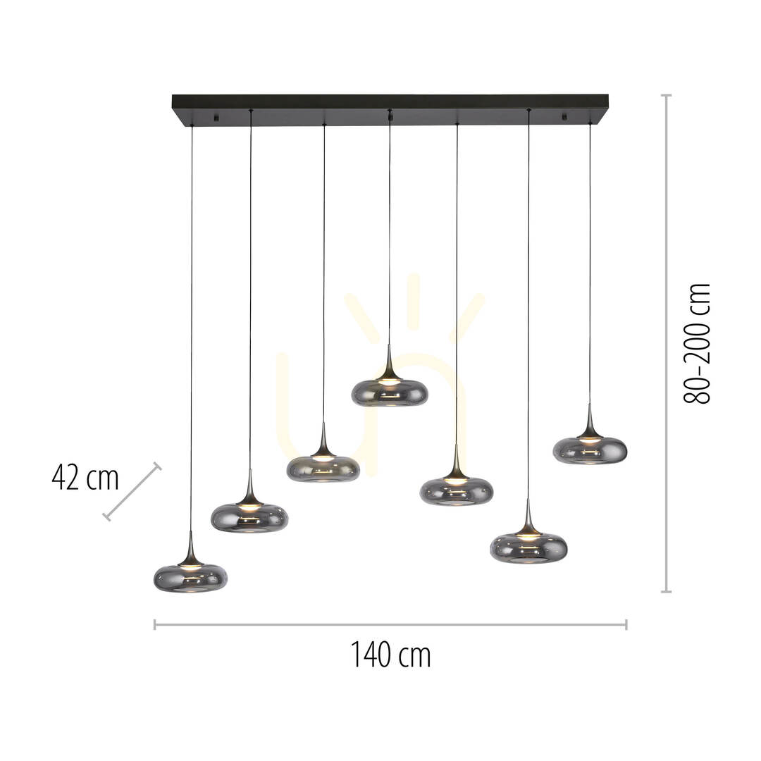 Kijelző POSH 15695-15 szürke, 7 LED-es függesztett lámpa POSH 15695-15 szürke, 7 LED-es függesztett lámpa