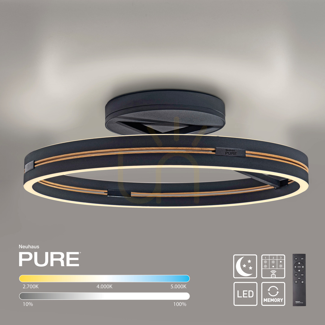 Jelölje be PURE LOOP 6552-18 fekete mennyezeti lámpa, 2xLED PURE LOOP 6552-18 fekete mennyezeti lámpa, 2xLED