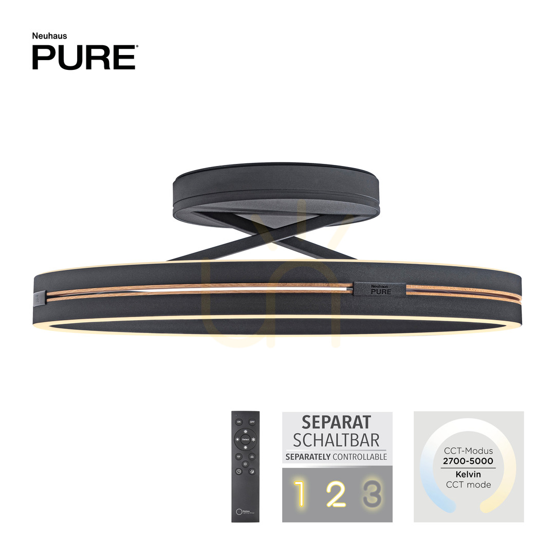 Kilátás PURE LOOP 6552-18 fekete mennyezeti lámpa, 2xLED PURE LOOP 6552-18 fekete mennyezeti lámpa, 2xLED