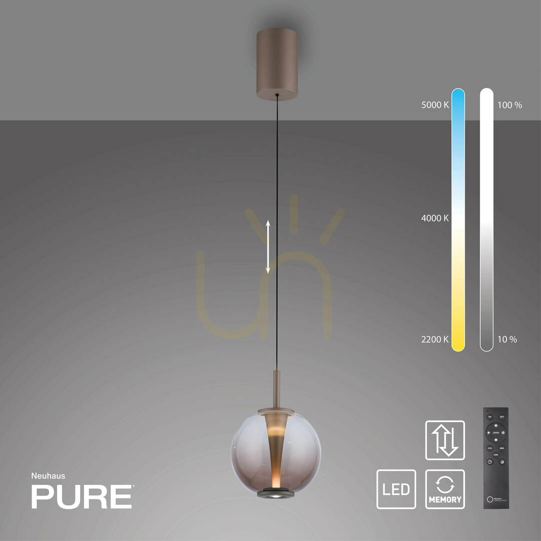 Kilátás PURE INFINITY 2220-97 függesztett lámpa, barna, 1xLED PURE INFINITY 2220-97 függesztett lámpa, barna, 1xLED