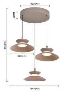 GUBBIO Round Trio függesztett lámpa, Cashmere, 5060-313 Aviano small 5