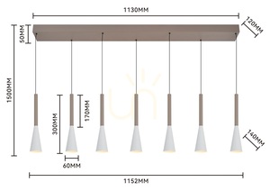 TROMPTO „Seven” egyenes függesztett lámpa, Cashmere 7050-724 Aviano small 6
