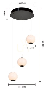 LUBERON kerek, háromlámpás LED függőlámpa, fekete króm, 5051-305, Aviano small 3