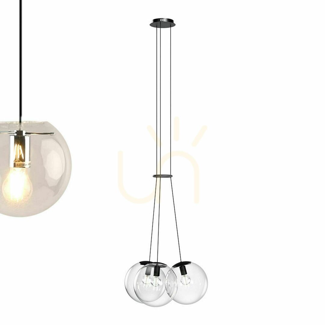 Kilátás Függőlámpa s.luce Orb, 3 izzós, barna, üveggömbökkel, E27, Ø50 cm Függőlámpa s.luce Orb, 3 izzós, barna, üveggömbökkel, E27, Ø50 cm