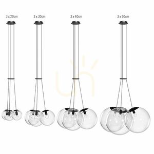 Függőlámpa s.luce Orb, 3 izzós, átlátszó üveggömbökkel, E27, Ø 50 cm 6 Függőlámpa s.luce Orb, 3 izzós, átlátszó üveggömbökkel, E27, Ø 50 cm small 6
