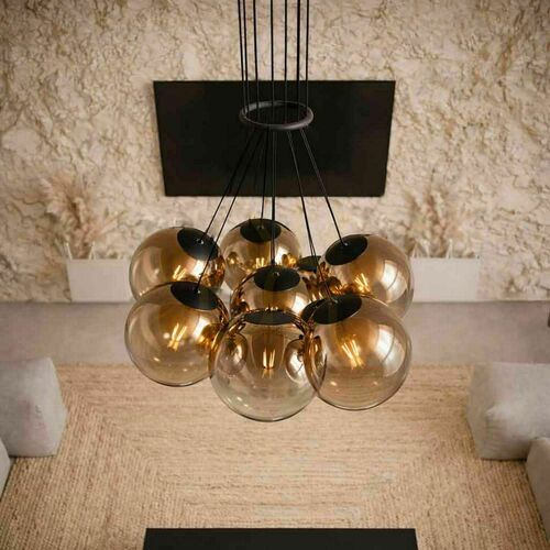 Jelölje be Függőlámpa s.luce Orb, 7 izzós, átlátszó üveggömbökkel, E27
