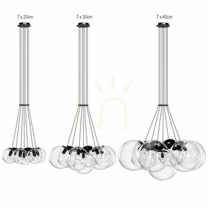 Függőlámpa s.luce Orb, 7 izzós, füstszínű üveggömbökkel, E27 7 Függőlámpa s.luce Orb, 7 izzós, füstszínű üveggömbökkel, E27 small 7