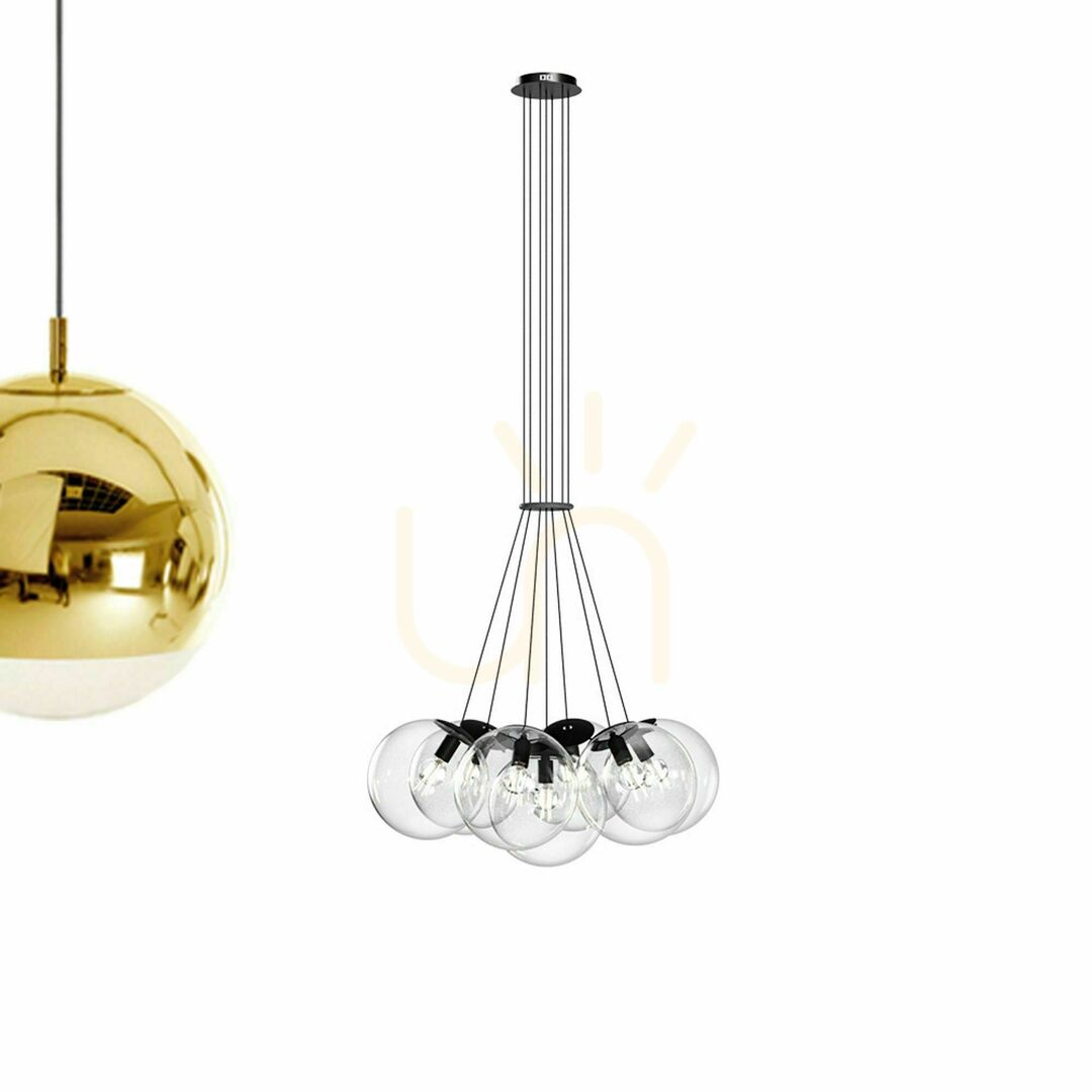 Előadás Függőlámpa s.luce Orb, 7 izzós, füstszínű üveggömbökkel, E27 Függőlámpa s.luce Orb, 7 izzós, füstszínű üveggömbökkel, E27