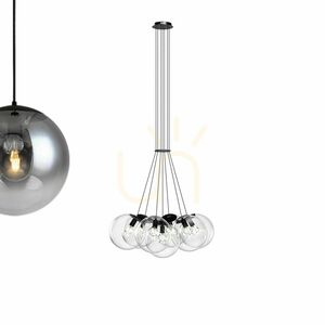 Függőlámpa s.luce Orb, 7 fényforrásos, füstszínű üveggömbökkel, E27, Ø40 cm 11 Függőlámpa s.luce Orb, 7 fényforrásos, füstszínű üveggömbökkel, E27, Ø40 cm small 11