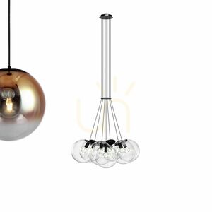 Függőlámpa s.luce Orb, 7 fényforrásos, füstszínű üveggömbökkel, E27, Ø40 cm 6 Függőlámpa s.luce Orb, 7 fényforrásos, füstszínű üveggömbökkel, E27, Ø40 cm small 6