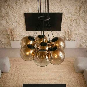 Függőlámpa s.luce Orb, 7 izzós, barna üveggömbökkel, E27 1 Függőlámpa s.luce Orb, 7 izzós, barna üveggömbökkel, E27 small 1