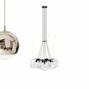 Függőlámpa s.luce Orb, 7 izzós, füstszínű üveggömbökkel, E27 small 13