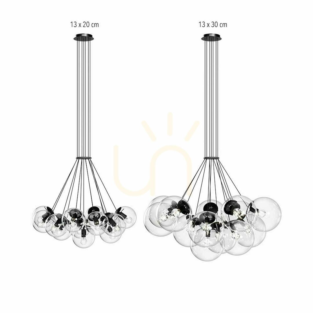 Jelölje be Csillár s.luce Orb, 13 fényforrásos, barna üveggömbökkel, E27, Ø40 cm Csillár s.luce Orb, 13 fényforrásos, barna üveggömbökkel, E27, Ø40 cm