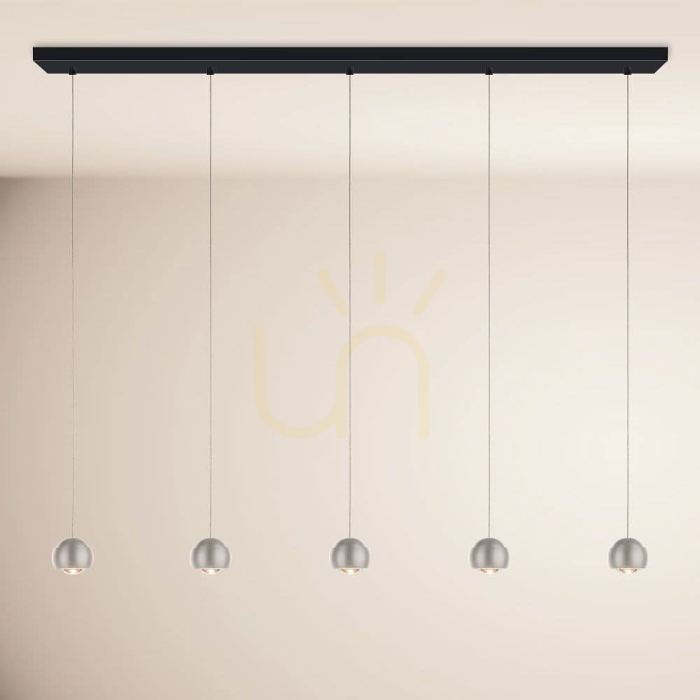 Jelölje be LED függőlámpa s.luce Beam, 5 fényforrással, ezüst, 160 cm, 40 W, fényerő-szabályozható LED függőlámpa s.luce Beam, 5 fényforrással, ezüst, 160 cm, 40 W, fényerő-szabályozható