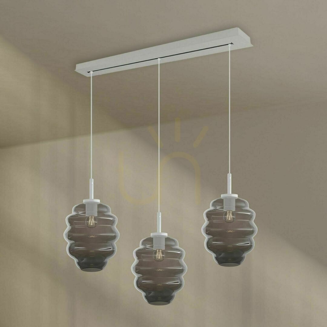 Kilátás Függőlámpa s.luce Echos, 3 fényű, füstszínű üveg, E27, 120 cm, búra Ø25 cm Függőlámpa s.luce Echos, 3 fényű, füstszínű üveg, E27, 120 cm, búra Ø25 cm