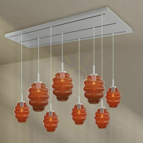 Jelölje be Függőlámpa s.luce Echos, 8 fényforrásos, barna üveg, 200 cm, E27
