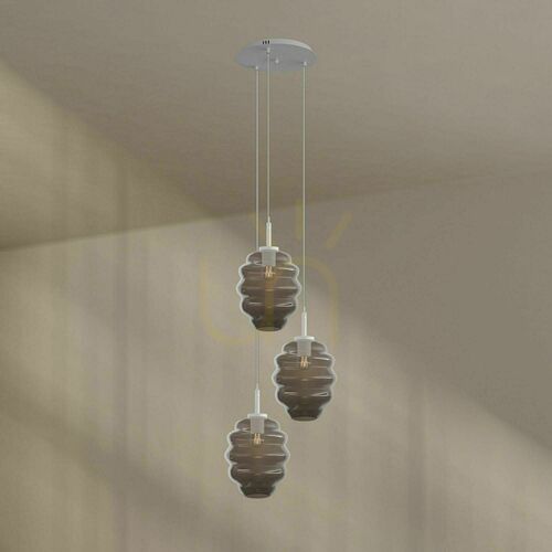 Jelölje be Függőlámpa s.luce Echos, 3 fényforrásos, füstszínű üvegbúrákkal, E27, búra Ø 25 cm