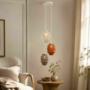 Függőlámpa s.luce Echos, 3 fényű, színes üvegbúrákkal, E27, 25 cm-es búraátmérő small 1