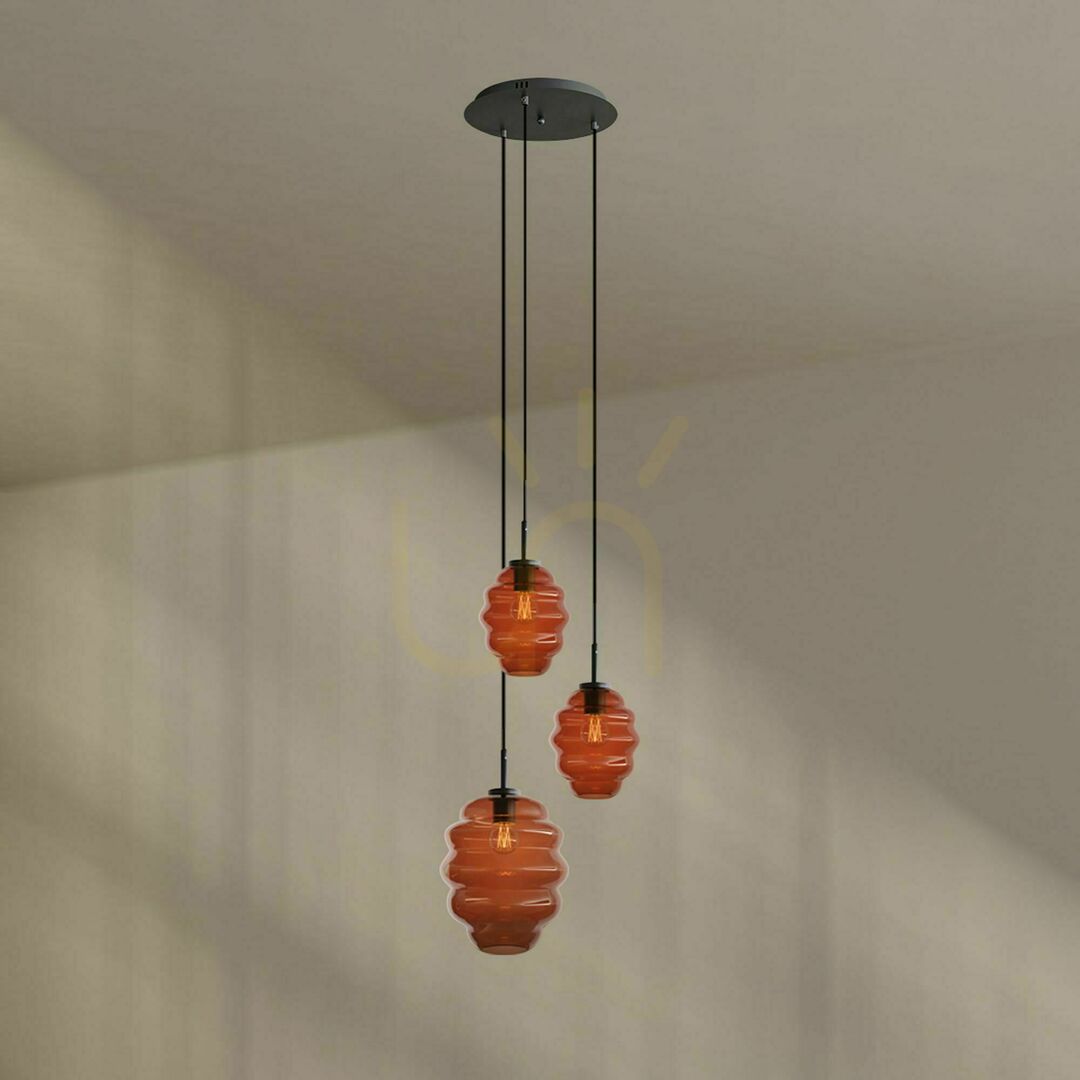 Jelölje be Függőlámpa s.luce Echos, 3 izzós, barna üveg, E27, Ø 18/25 cm, 500 cm függesztéssel Függőlámpa s.luce Echos, 3 izzós, barna üveg, E27, Ø 18/25 cm, 500 cm függesztéssel