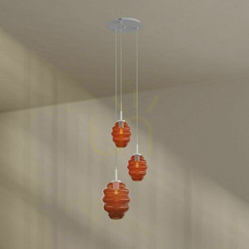 Jelölje be Függőlámpa s.luce Echos, 3 fényforrásos, barna üveg, E27, Ø 18/25 cm