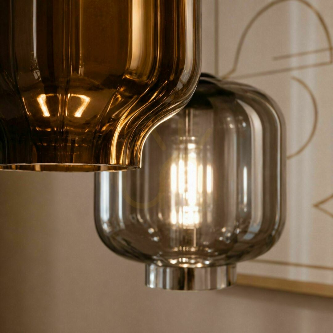 Előnézet Függőlámpa s.luce Velo, 3 fényforrásos, színes üvegbúrákkal, E27, Ø20 cm Függőlámpa s.luce Velo, 3 fényforrásos, színes üvegbúrákkal, E27, Ø20 cm