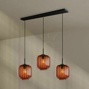 Függőlámpa s.luce Velo, 3 fényforrásos, barna, üveg, 120 cm, E27 small 0