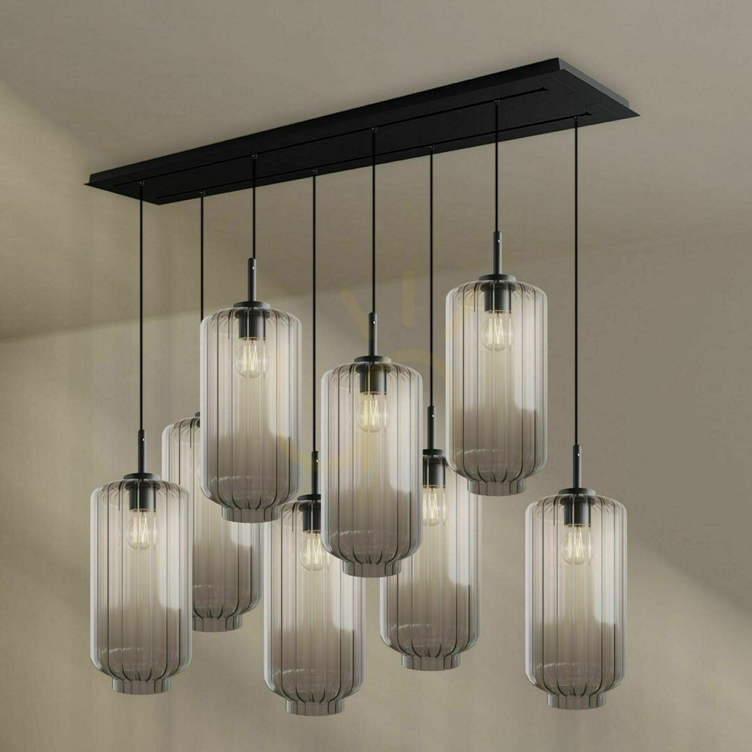 Előadás Függőlámpa s.luce Velo, 8 fényforrásos, 2 soros, átlátszó üveg, 160 cm, E27 Függőlámpa s.luce Velo, 8 fényforrásos, 2 soros, átlátszó üveg, 160 cm, E27