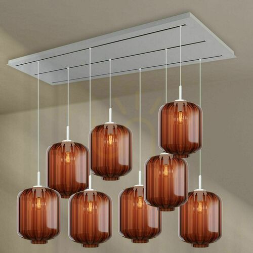Jelölje be Függőlámpa s.luce Velo, 8 fényű, barna üveg, E27, 200 cm, 3 soros