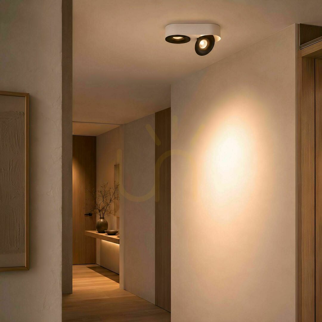 Kilátás LED mennyezeti spotlámpa s.luce Santa Duo, 2 lámpás, forgatható, ezüst, 22 W, 2700 K LED mennyezeti spotlámpa s.luce Santa Duo, 2 lámpás, forgatható, ezüst, 22 W, 2700 K