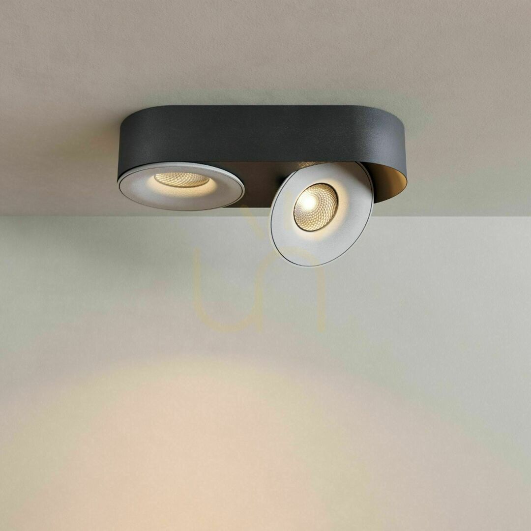 Kijelző LED mennyezeti spotlámpa s.luce Santa Duo, 2 lámpás, forgatható, ezüst, 22 W, 2700 K LED mennyezeti spotlámpa s.luce Santa Duo, 2 lámpás, forgatható, ezüst, 22 W, 2700 K