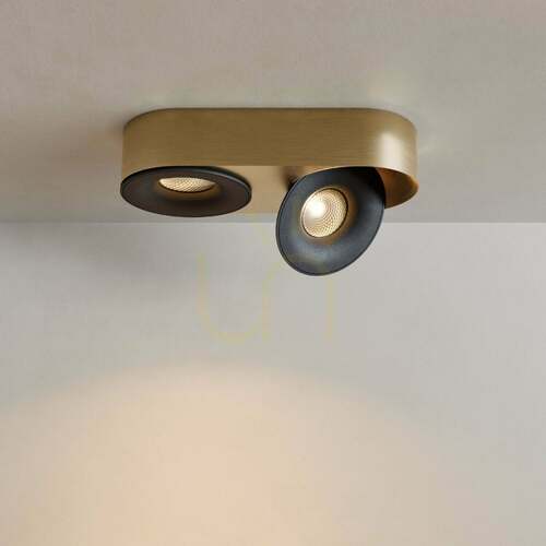 Jelölje be LED mennyezeti spotlámpa s.luce Santa Duo, arany, 2 fejes, forgatható, dimmelhető, 22 W, 2700 K