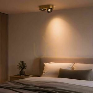 LED mennyezeti spotlámpa s.luce Santa Duo, arany, 2 fejes, forgatható, dimmelhető, 22 W, 2700 K small 1
