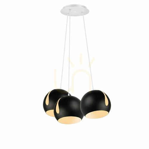 Jelölje be Függőlámpa s.luce Ball, 3 fényforrásos, fekete fém, E27, 3×20 cm