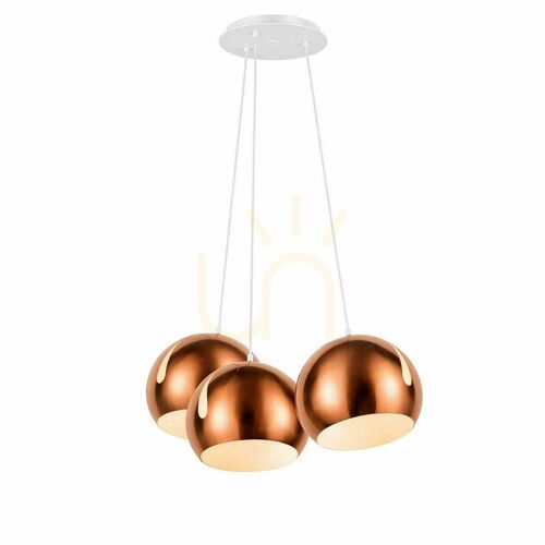 Jelölje be Függőlámpa s.luce Ball, 3 lámpás, réz színű fém, 3×E27, 3×Ø20 cm