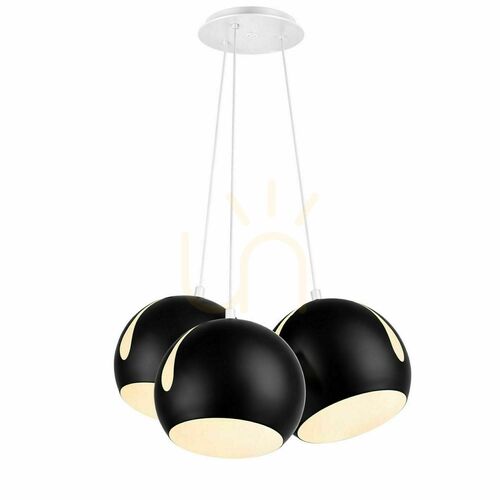 Jelölje be Függőlámpa s.luce Ball, 3 lámpás, fekete fém, 3 × Ø30 cm, E27